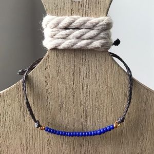 NWT Handmade Blue Seed Bead & Waxed Cord Bracelet